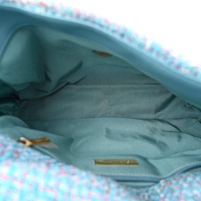 Chanel Tweed Quilted Large Chanel 19 Flap Blue 6 of 10