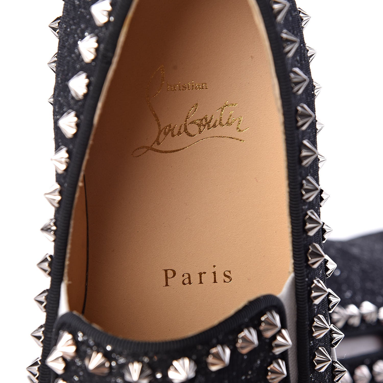Christian Louboutin Glitter Tennis Spikes Womens Pik Boat Sneakers 37.5 Black 6 of 7