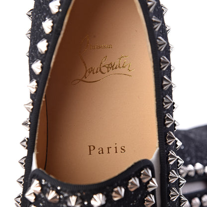 Christian Louboutin Glitter Tennis Spikes Womens Pik Boat Sneakers 37.5 Black 6 of 7