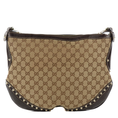 Gucci Monogram Pelham Studded Shoulder Bag Brown 1 of 7
