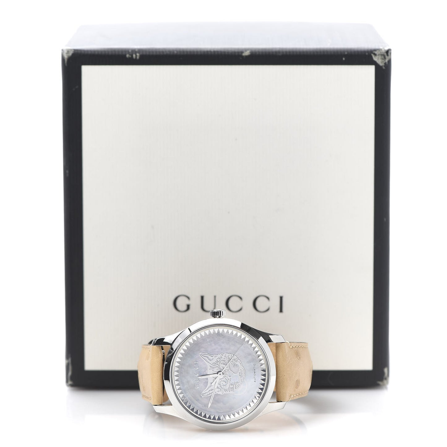 Stainless Steel Ostrich Mother of Pearl 38mm G-Timeless Cat Automatic Watch