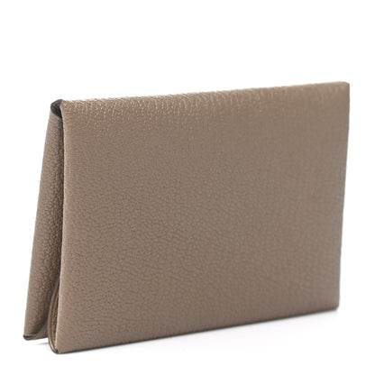 Hermes Chevre Mysore Calvi Duo Card Case Etoupe 3 of 7