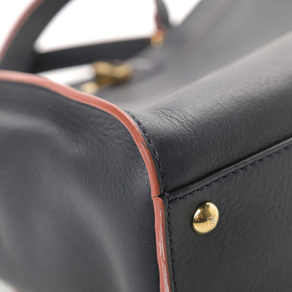 Fendi Vitello Seta Burro Medium Peekaboo Iconic Satchel Blue Notte Plaster 14 of 15