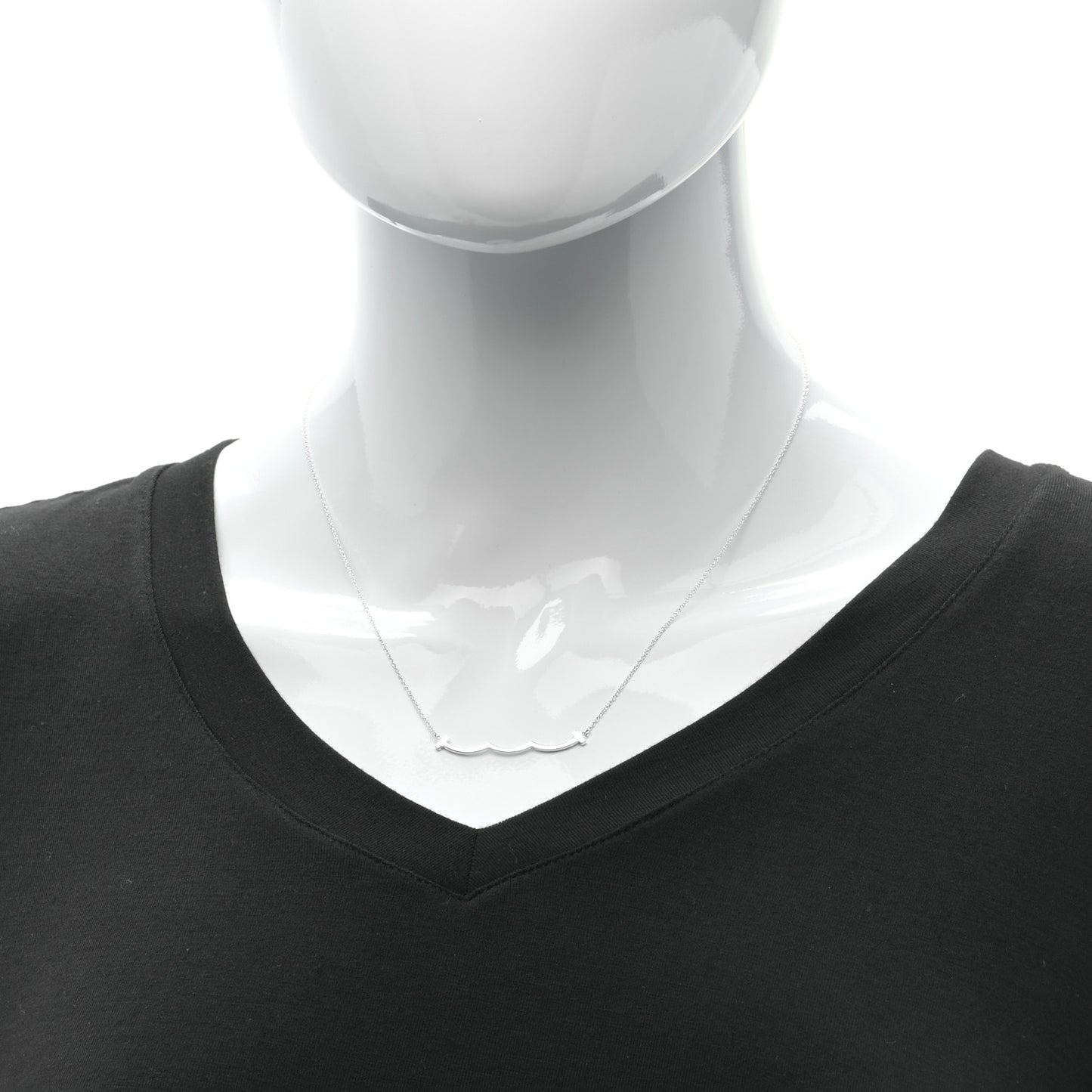 Sterling Silver Small T Wave Pendant Necklace
