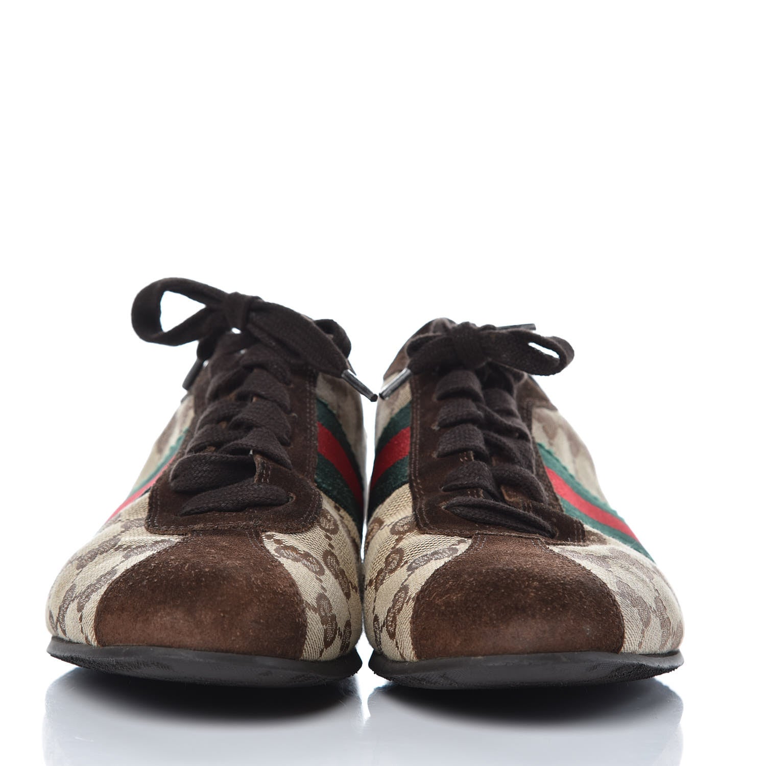 Gucci GG Monogram Suede Vintage Web Womens Sneakers 38 Dark Chestnut 2 of 11