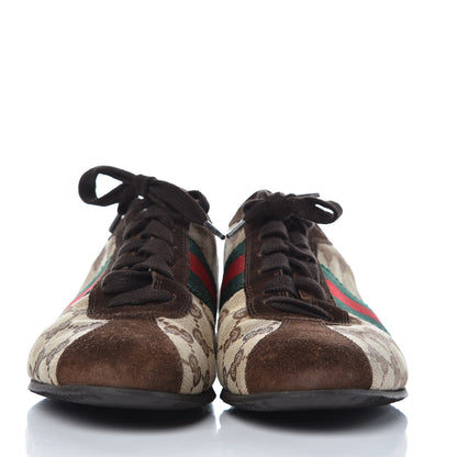 Gucci GG Monogram Suede Vintage Web Womens Sneakers 38 Dark Chestnut 2 of 11
