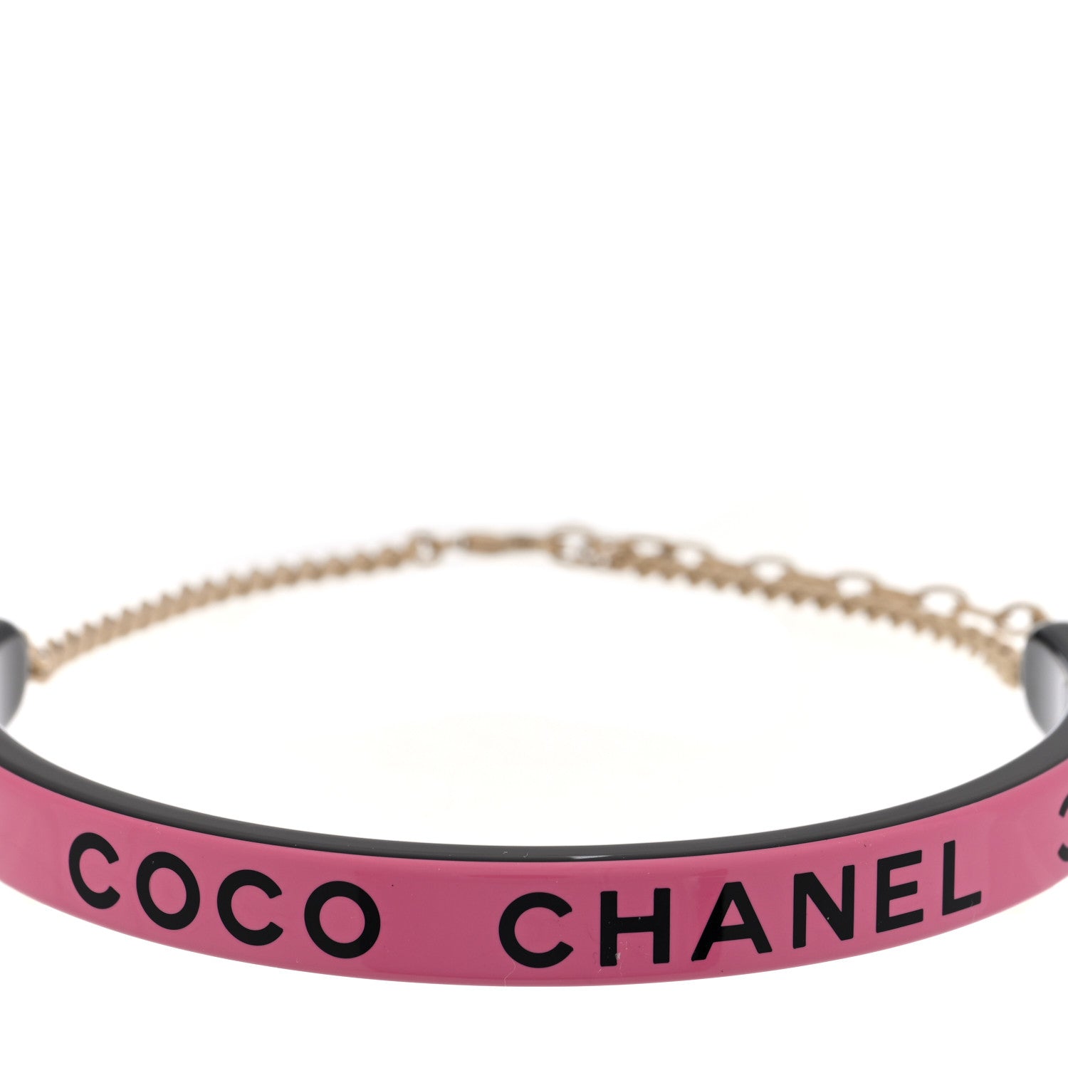 Chanel Resin Logo Choker Pink Black 3 of 5