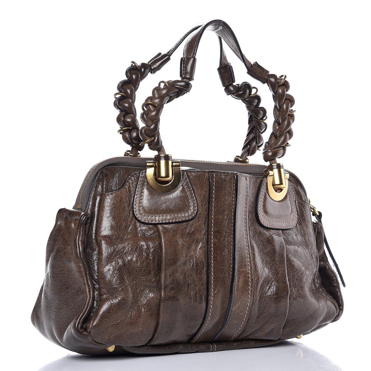 Lambskin Heloise Satchel Brown