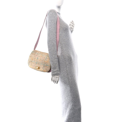 Chanel Tweed Mademoiselle Turn Lock Crossbody Bag Beige 2 of 14
