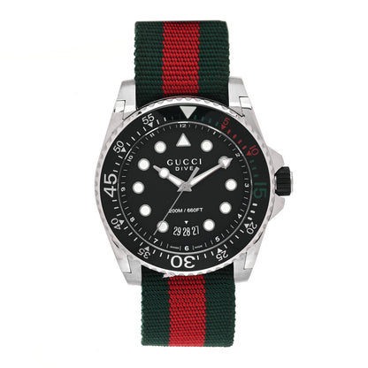 Gucci Stainless Steel Nylon 45mm Dive Quartz Watch Black 1 of 5