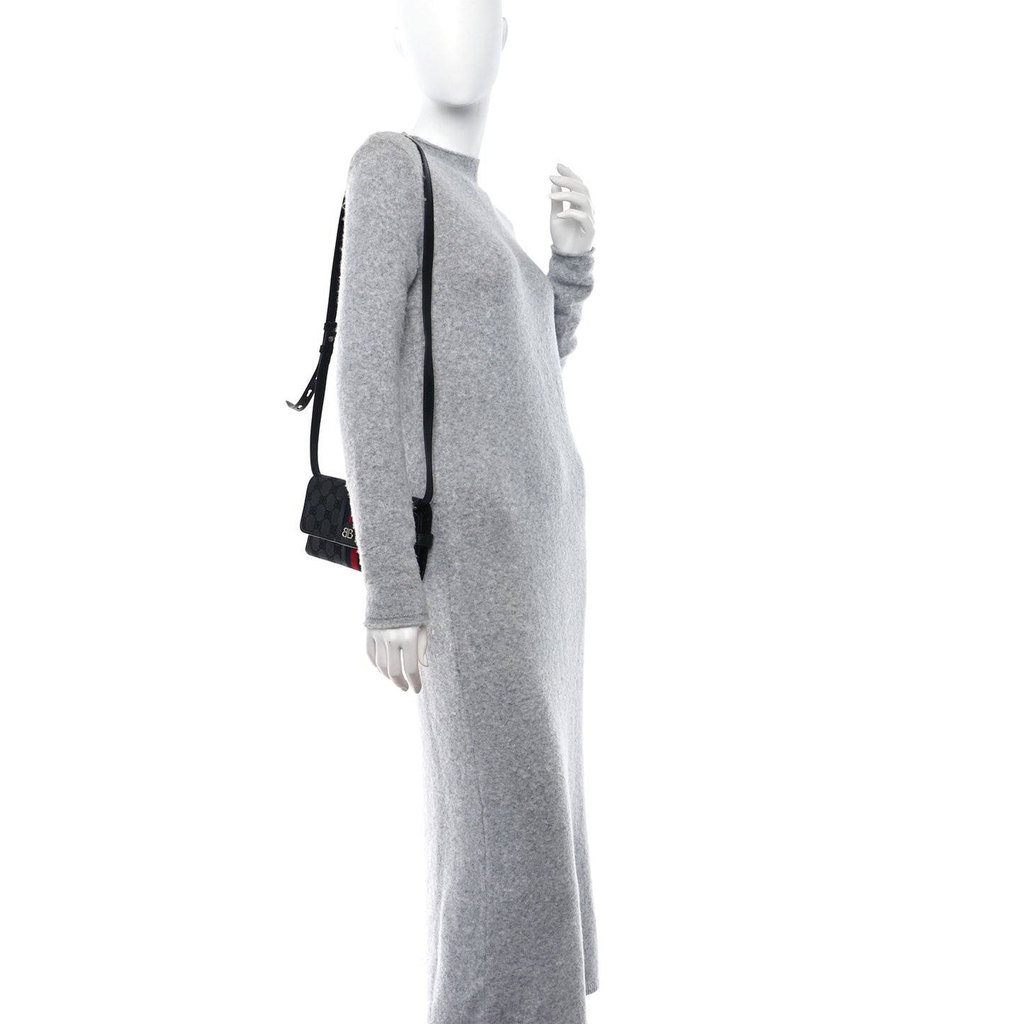 X BALENCIAGA BB Monogram Web Ophidia Crossbody Wallet Black