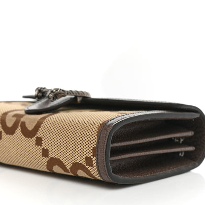 Gucci Monogram Jumbo GG Textured Dollar Calfskin Mini Dionysus Chain Wallet Camel Ebony New Acero 11 of 11