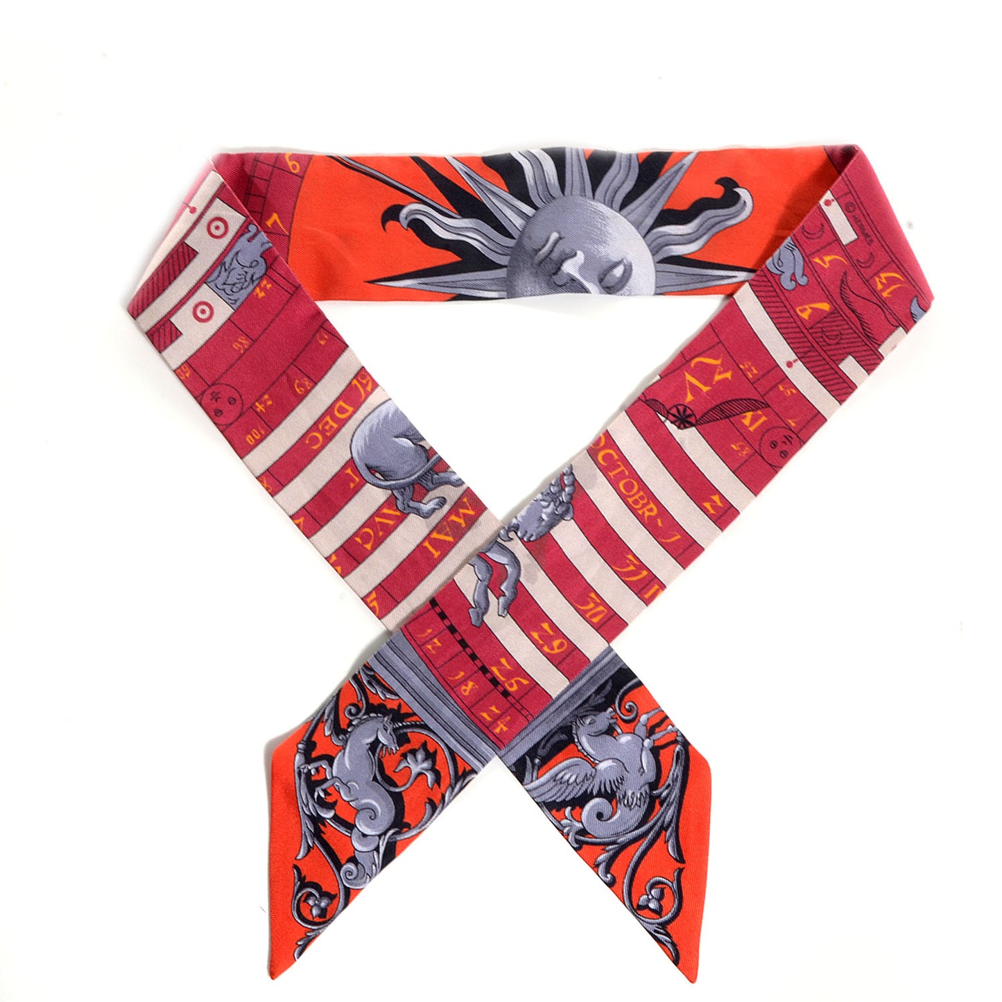 Silk Astrologie Twilly Vermillion Gris Fer Rouge H