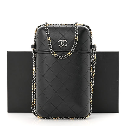 Chanel Lambskin Quilted Chain Around Phone Holder Black 14 of 14