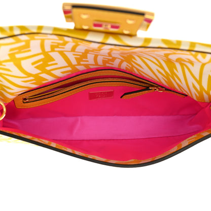 Fendi X SARAH COLEMAN Glazed Canvas Vitello King FF Vertigo Baguette 1997 Mimosa White 5 of 11
