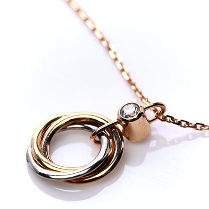 Cartier 18K Pink Yellow White Gold Diamond Trinity Pendant Necklace 4 of 5