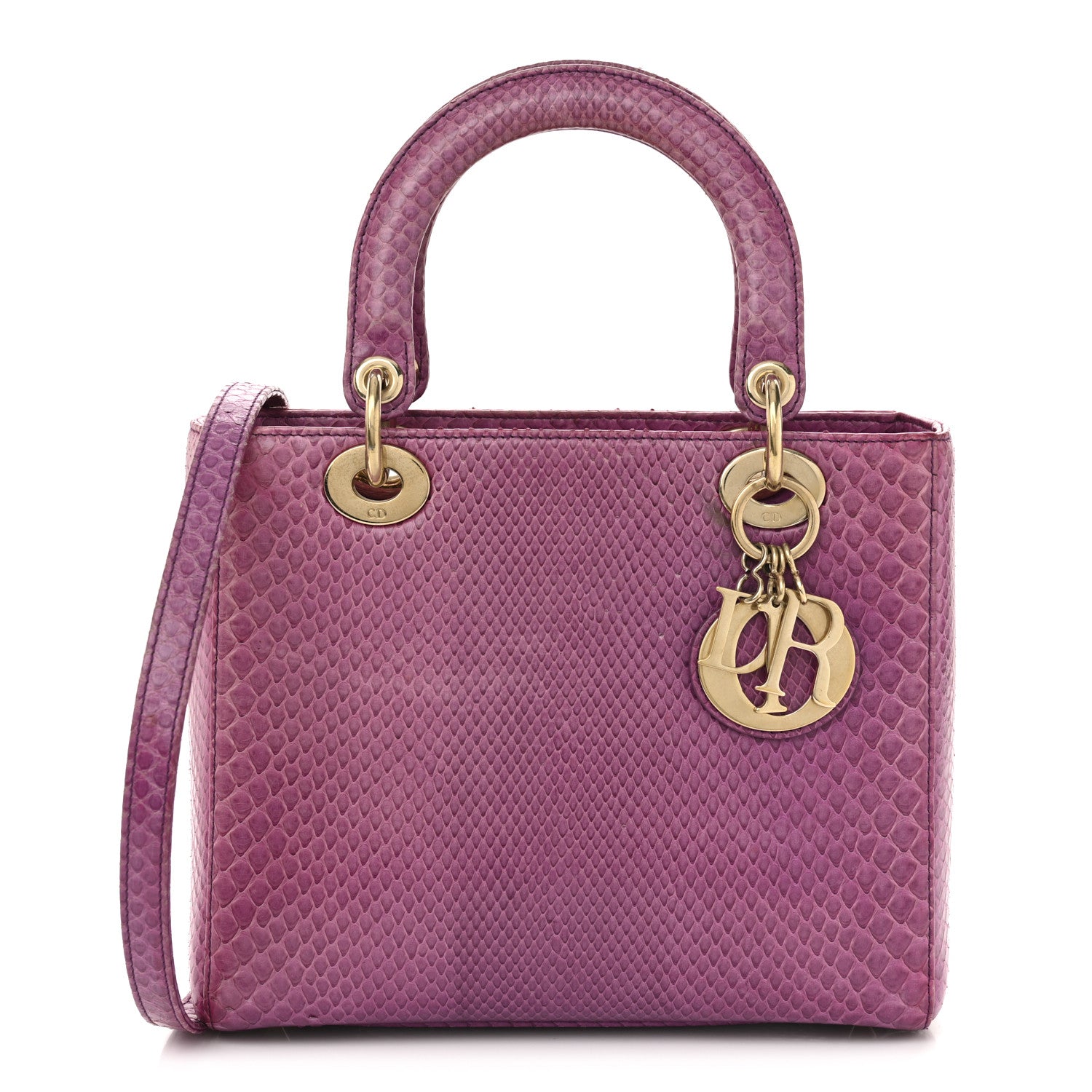 Christian Dior Snakeskin Medium Lady Dior Purple 1 of 15