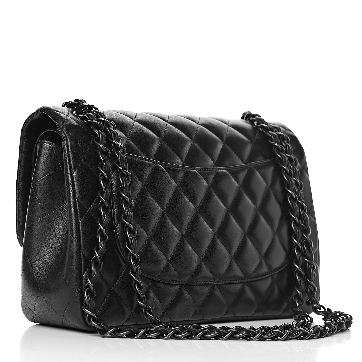 Lambskin Quilted Jumbo Double Flap So Black