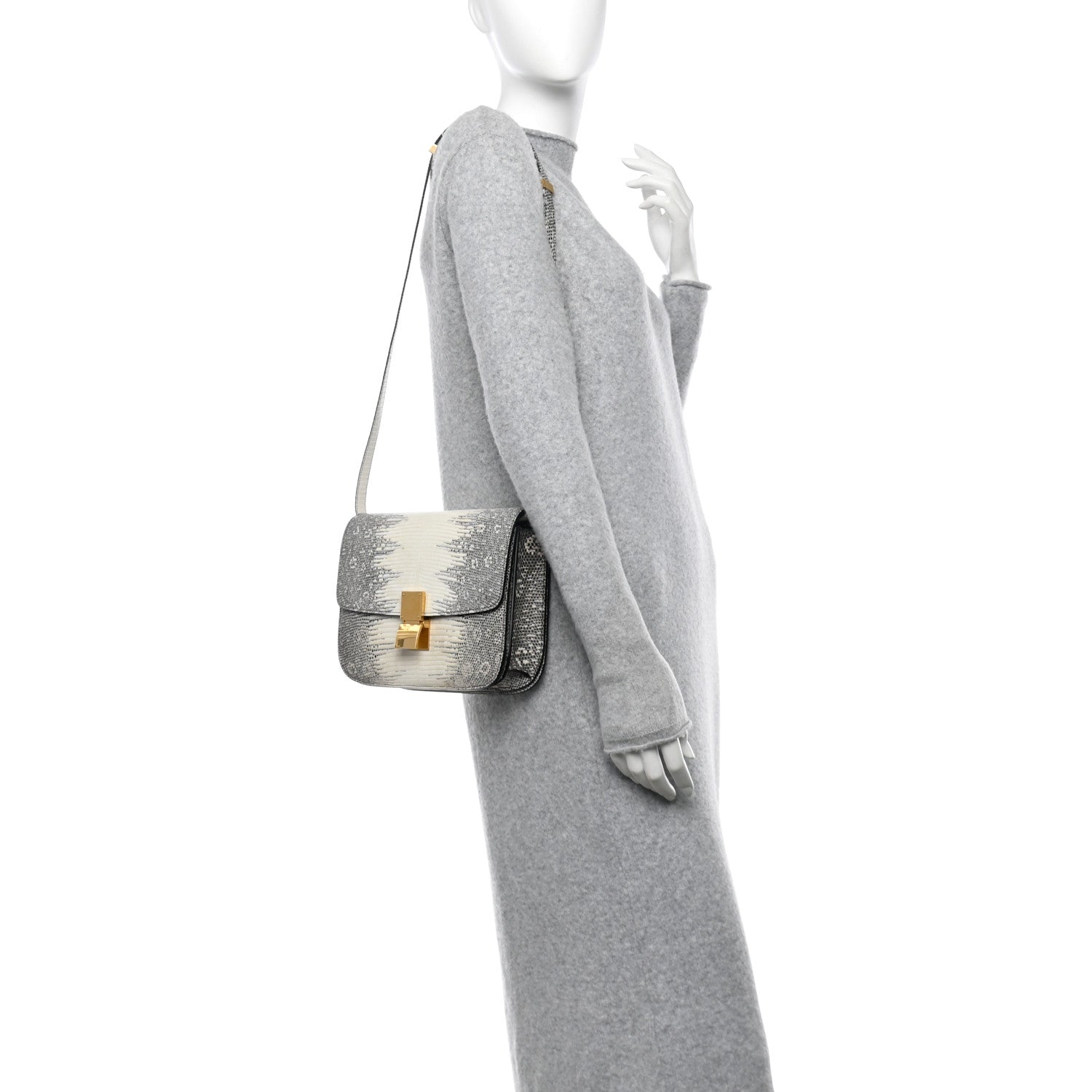 Celine Lizard Medium Classic Box Flap Bag Natural 2 of 11