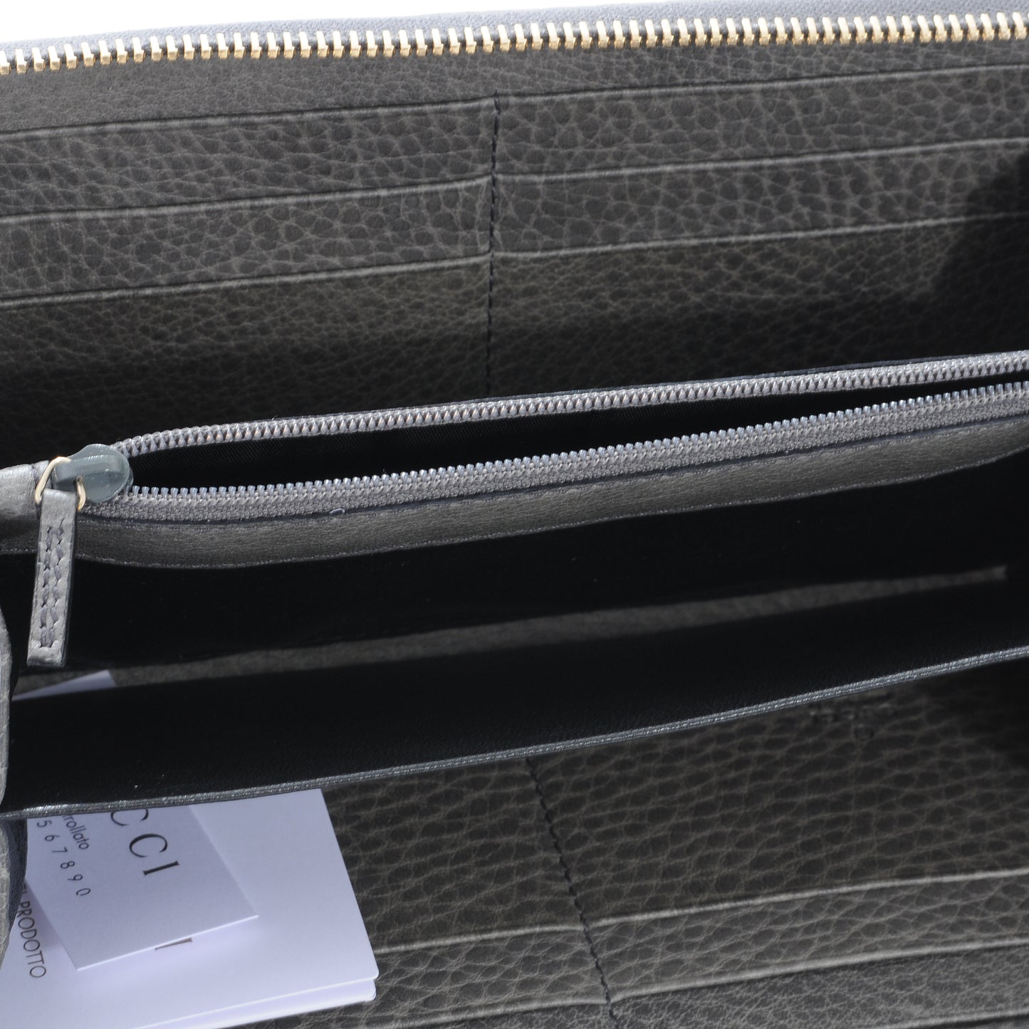 Guccissima Bamboo Tassel Zip Around Wallet Grey