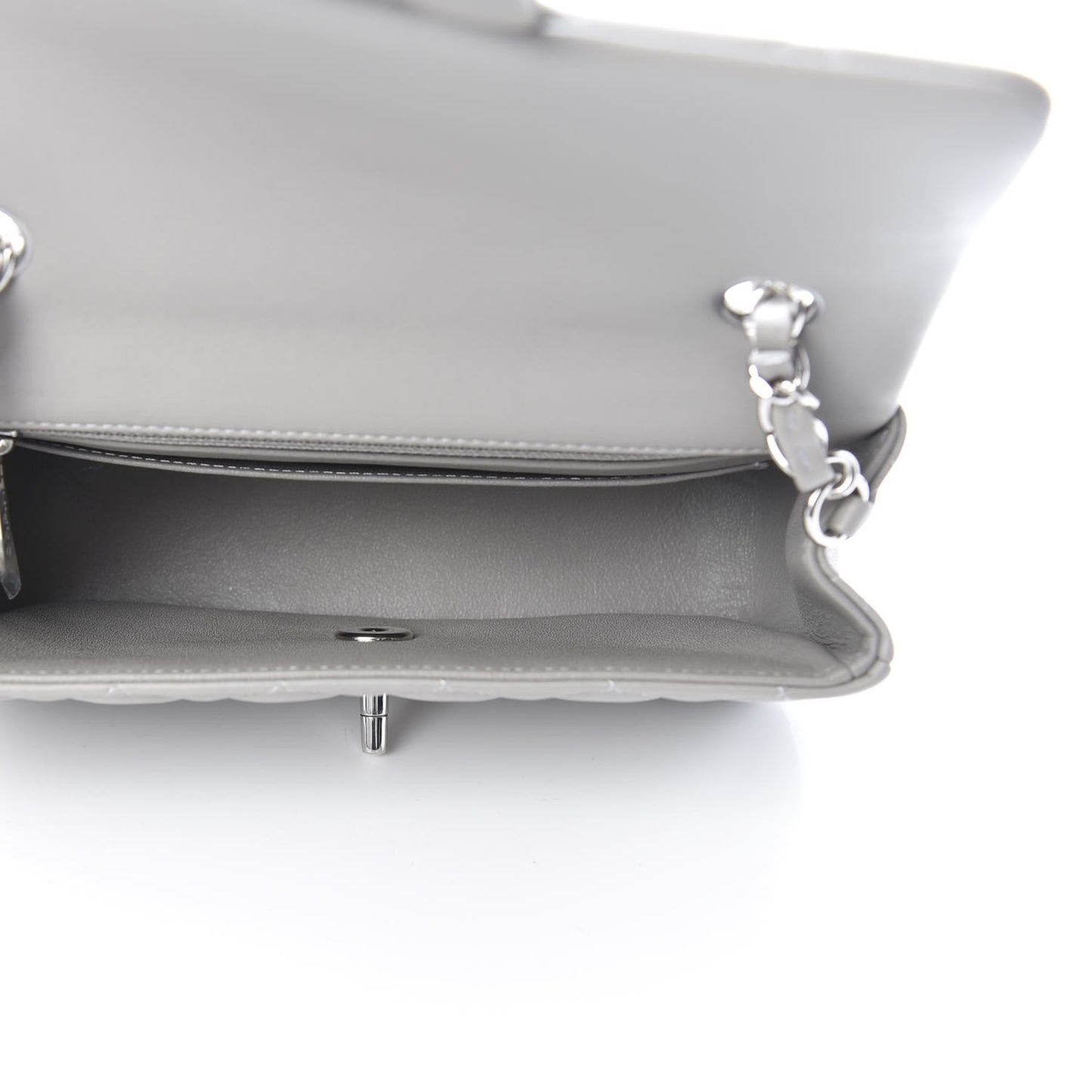 Lambskin Quilted Mini Rectangular Flap Grey