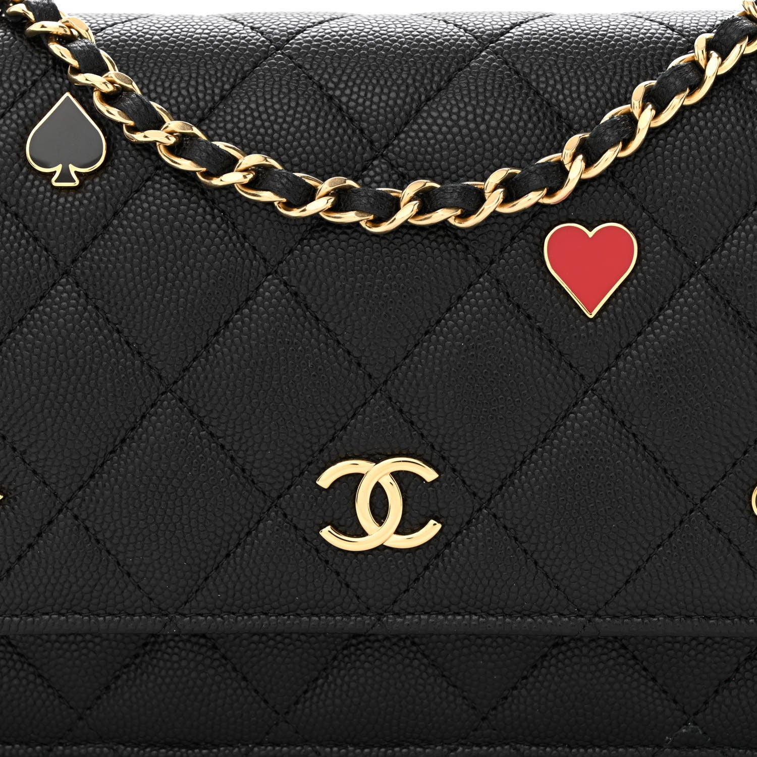 Chanel Caviar Quilted Enamel Coco Casino Wallet On Chain WOC Black 9 of 13