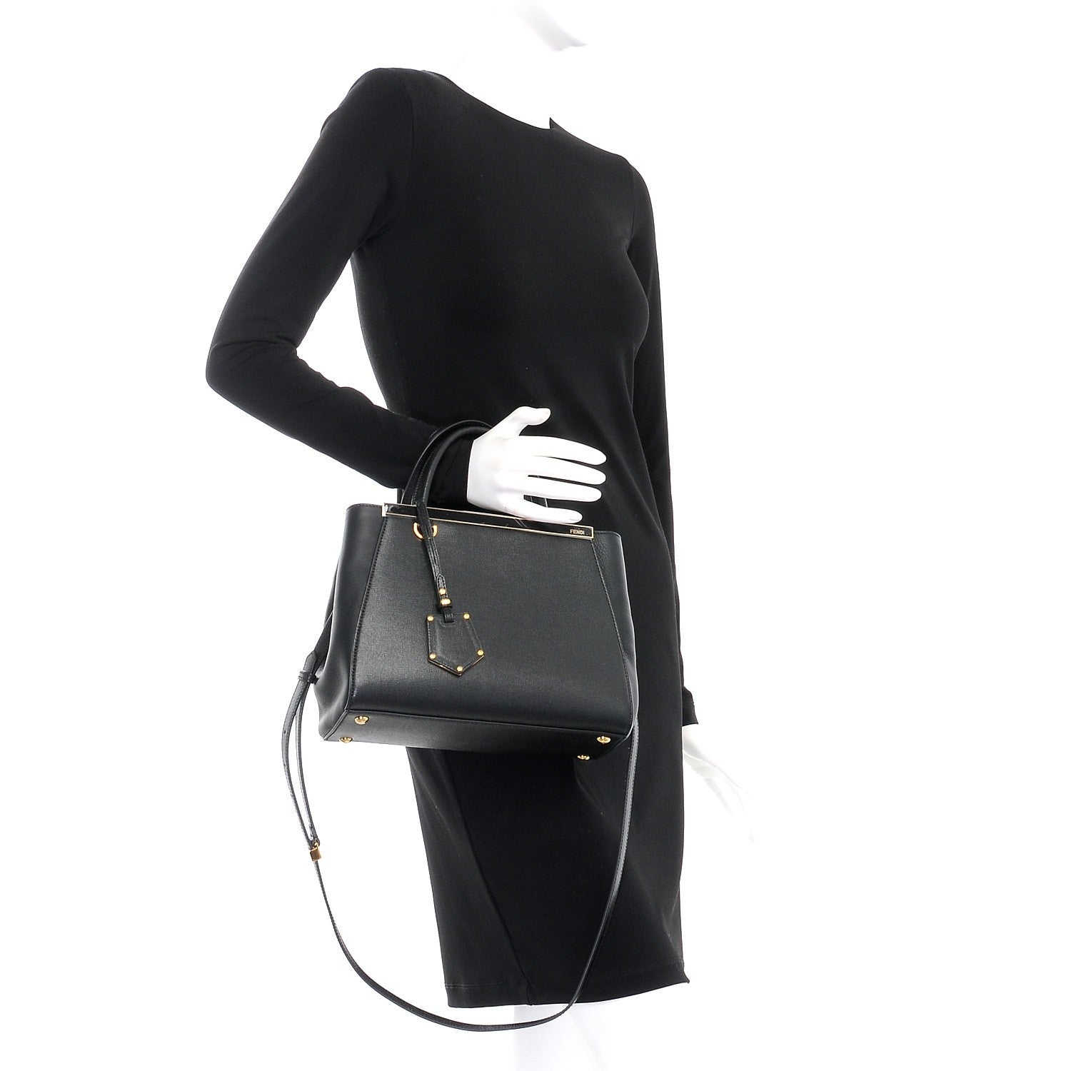 Fendi Vitello Elite Petite 2Jours Tote Black 2 of 9
