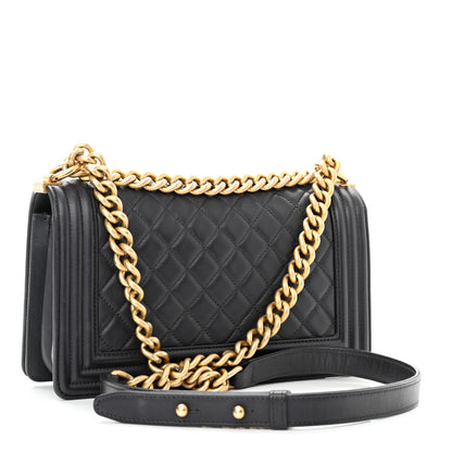 Chanel Calfskin Quilted Medium Boy Flap Dark Grey 2 of 14