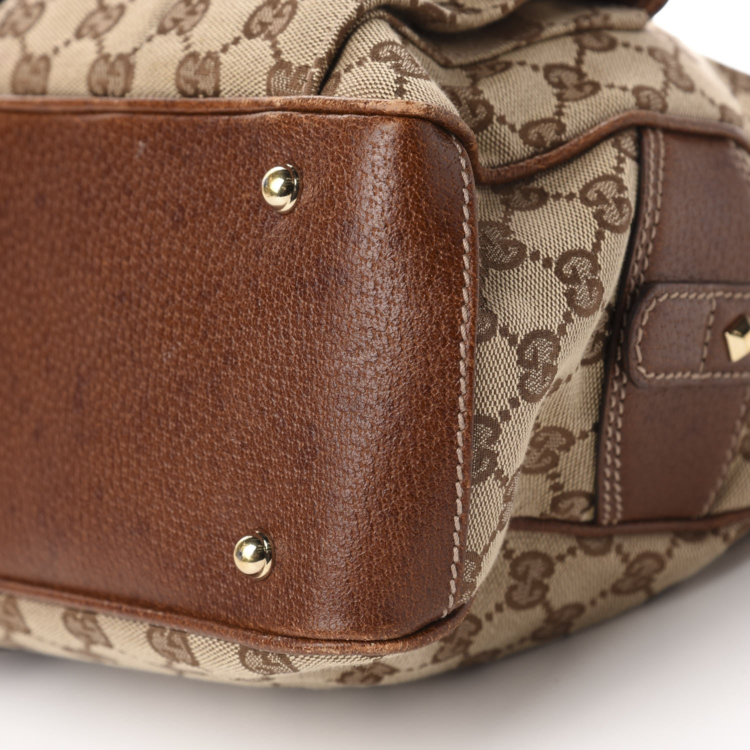 Gucci Monogram Canvas Bamboo Top Handle Bag Brown 7 of 13