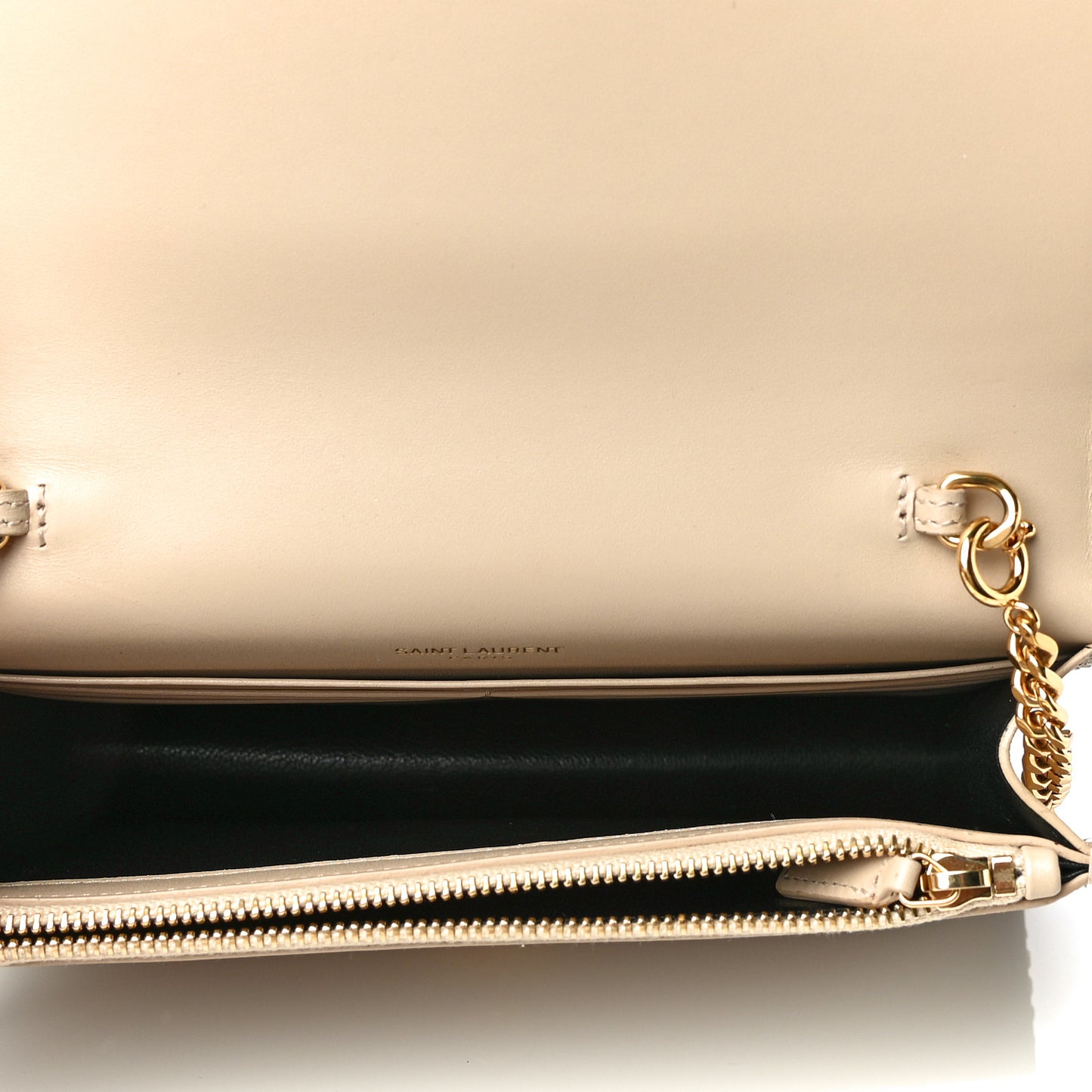Smooth Calfskin Classic Monogram Kate Tassel Chain Wallet Light Natural