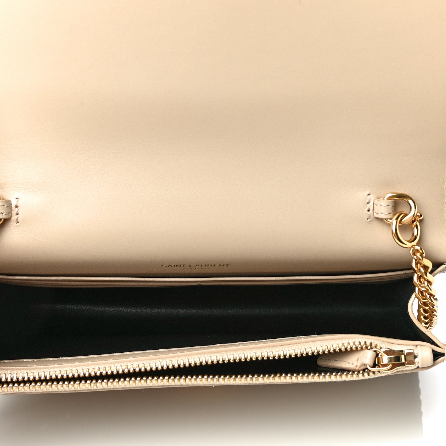 Saint Laurent Smooth Calfskin Classic Monogram Kate Tassel Chain Wallet Light Natural 4 of 9