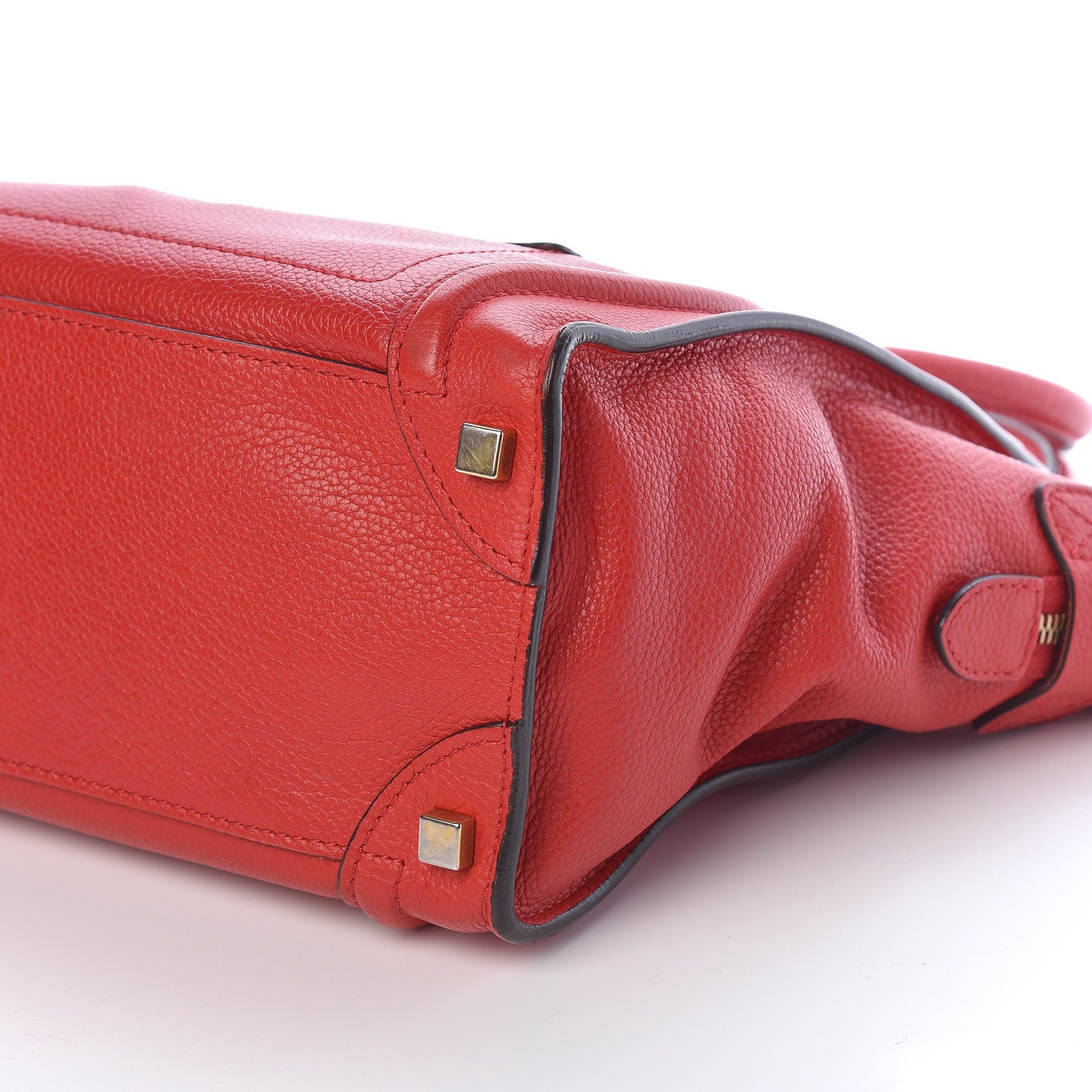 Celine Drummed Calfskin Micro Luggage Coquelicot 6 of 10