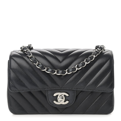 Chanel Lambskin Chevron Quilted Mini Rectangular Flap Black 1 of 15