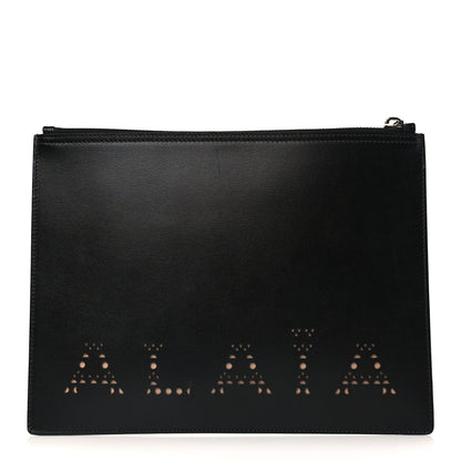 Alaia Calfskin Laser Cut Logo Pouch Black 1 of 6