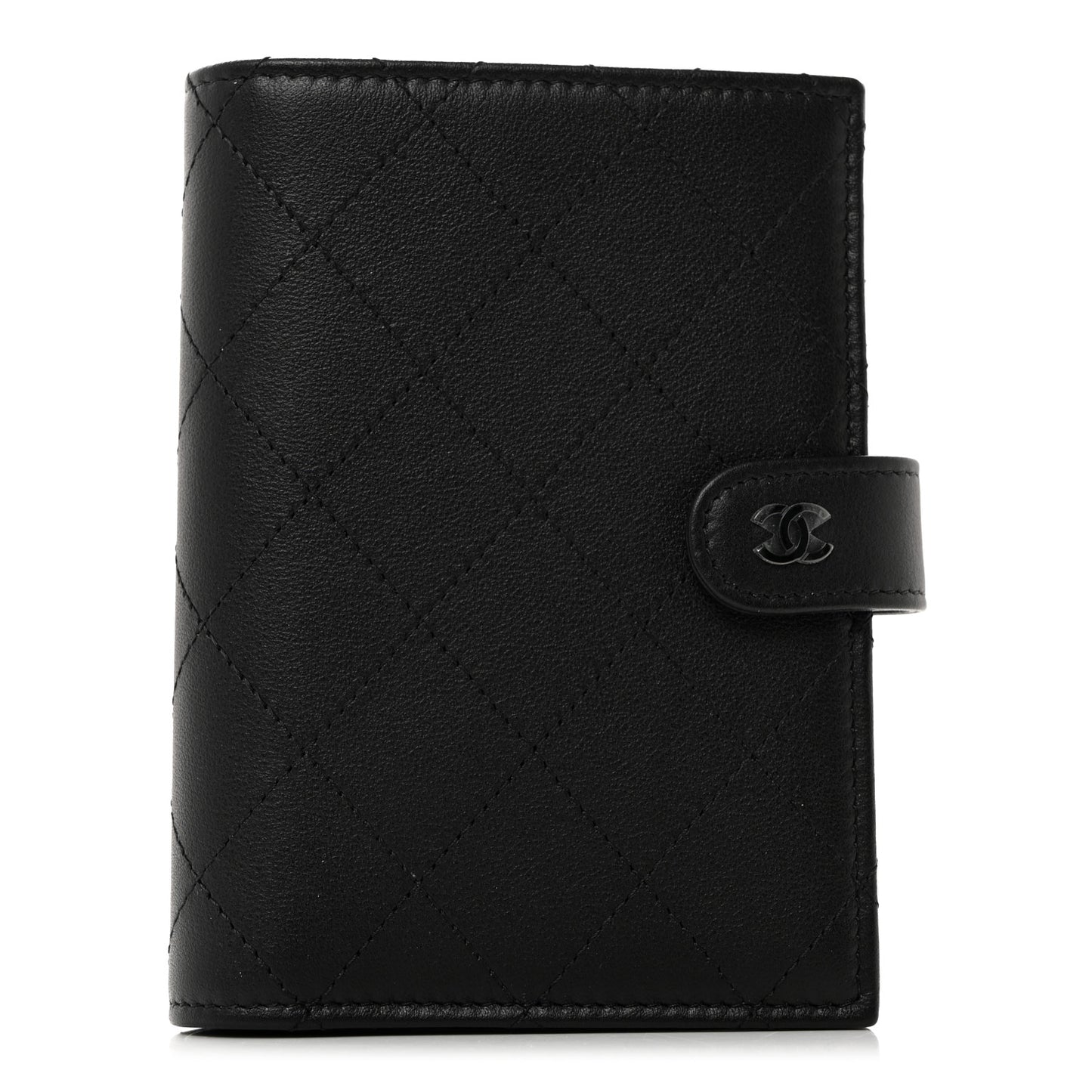 Grained Calfskin Quilted passport Holder Wallet So Black