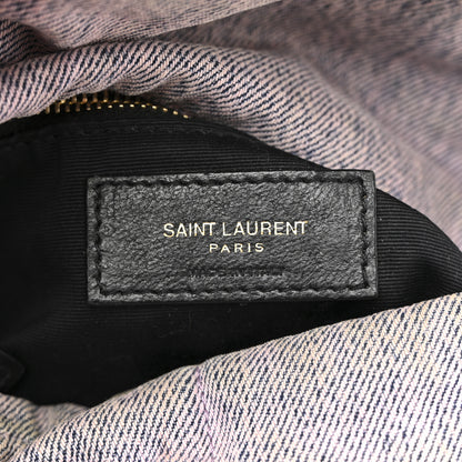 Saint Laurent Denim Quilted Small Loulou Puffer Monogram Chain Satchel Bleached Lilac 6 of 13