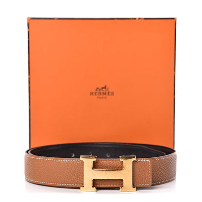 Hermes Box Taurillon Clemence 32mm H Belt 85 Black Gold 8 of 8
