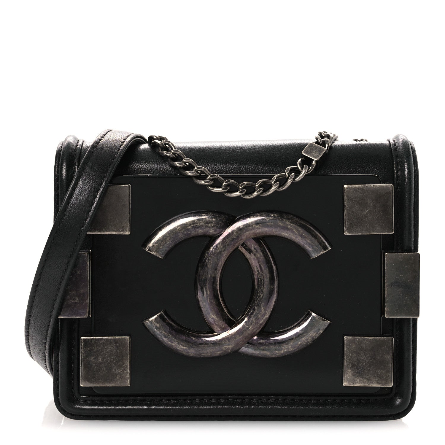 Chanel Plexiglass Lambskin Mini Boy Brick Flap Black 1 of 14
