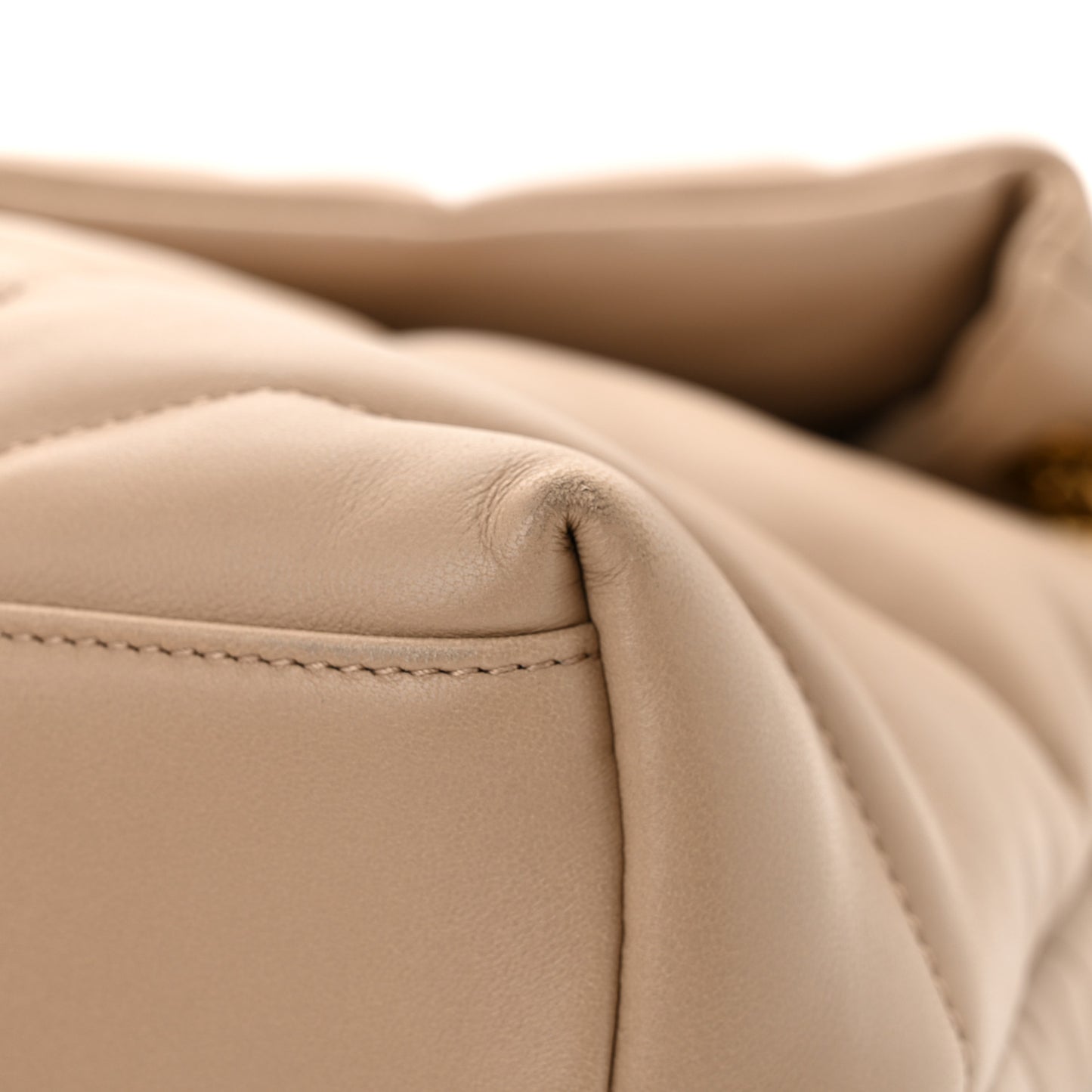 Lambskin Quilted Medium Loulou Puffer Monogram Chain Satchel Dark Beige