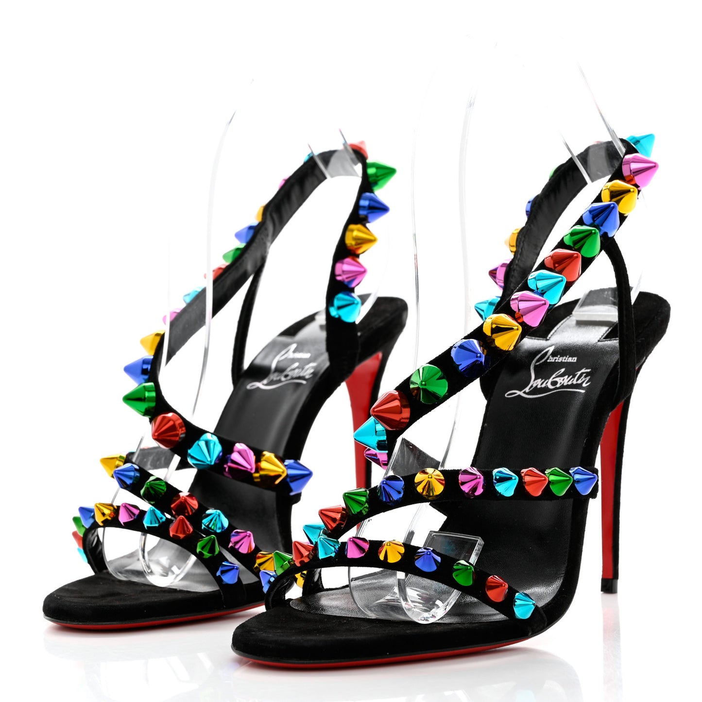 Suede Spikita 100 Sandals 39.5 Black Multicolor