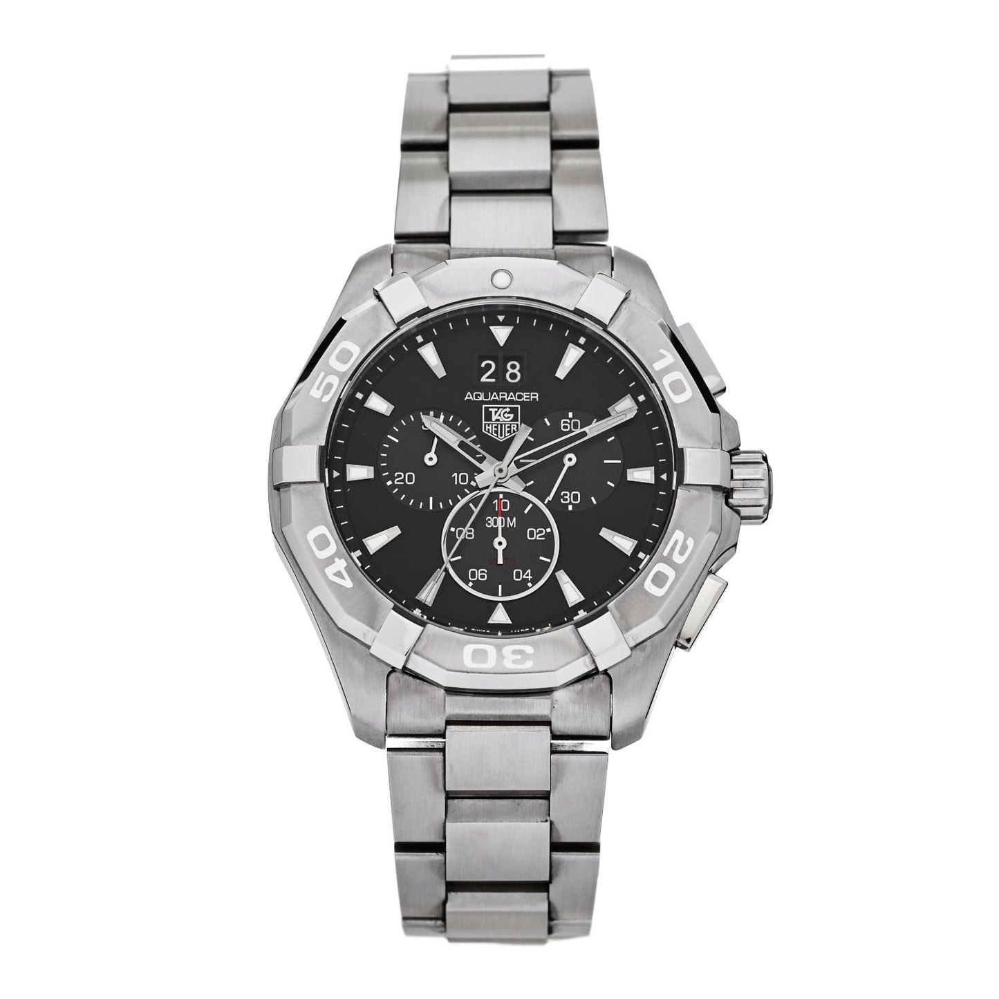 Stainless Steel 43mm Aquaracer 300M Chronograph Quartz Watch Black CAY111A Black