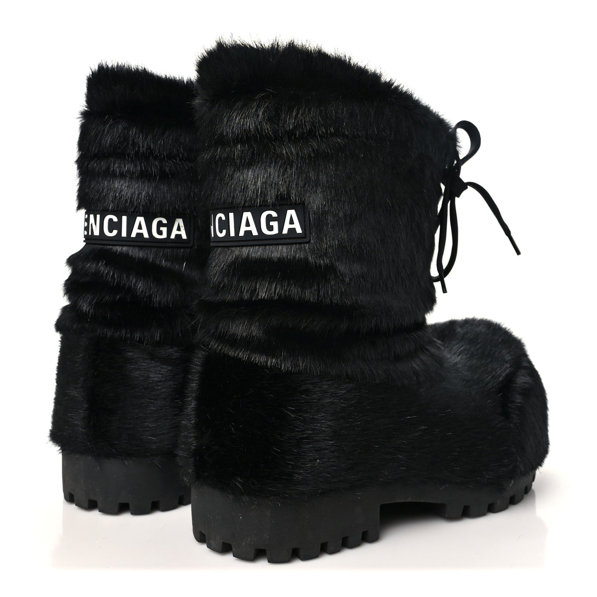 Faux Mink Alaska Low Boots 37-38 Black