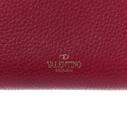 Valentino Garavani Pebbled Calfskin Rockstud Zip Around Wallet Raspberry 13 of 14