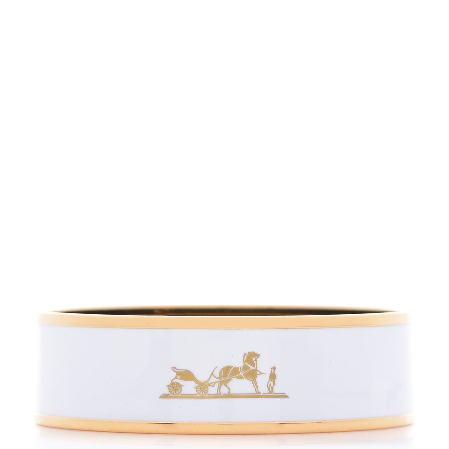 Hermes Enamel Printed Wide Caleche Bracelet 62 White 1 of 6