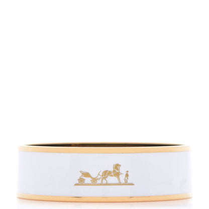 Hermes Enamel Printed Wide Caleche Bracelet 62 White 1 of 6