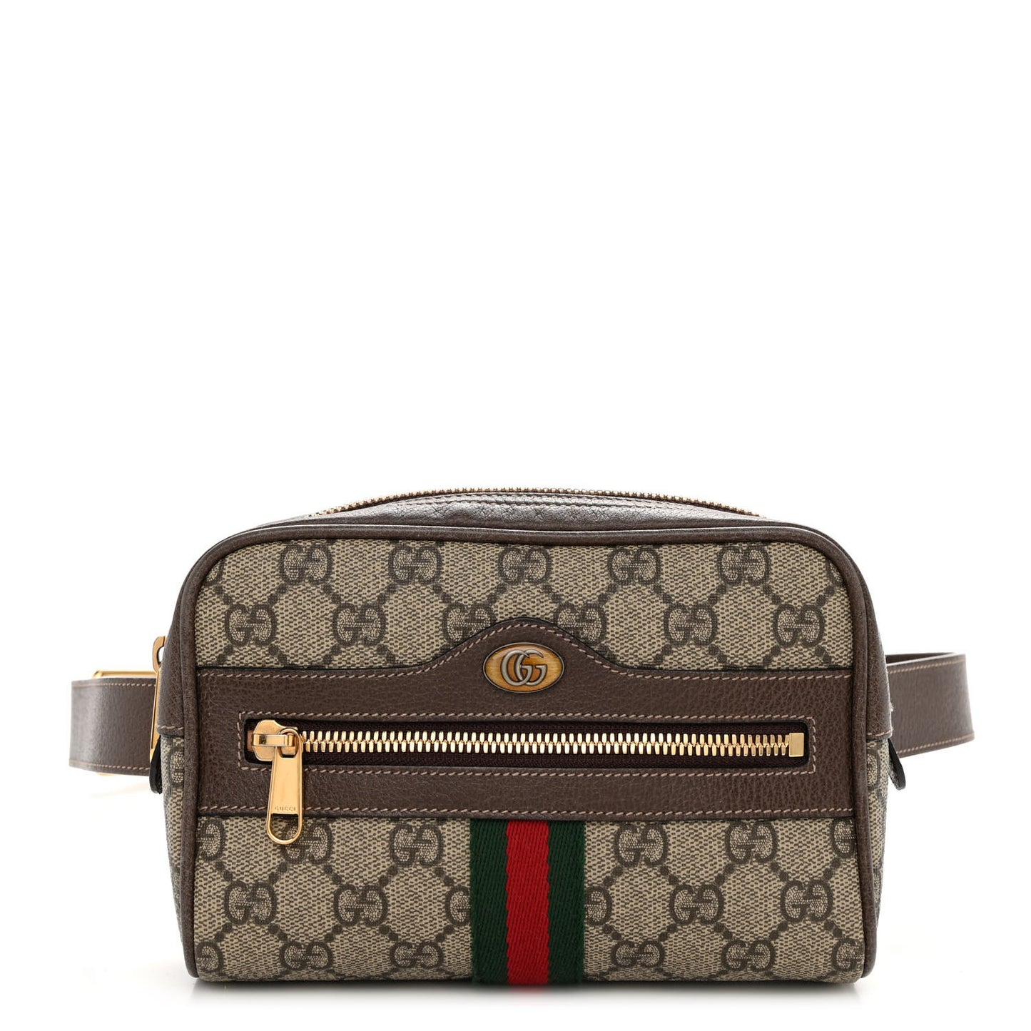 GG Supreme Monogram Web Small Ophidia Belt Bag 95 38 Dark Brown