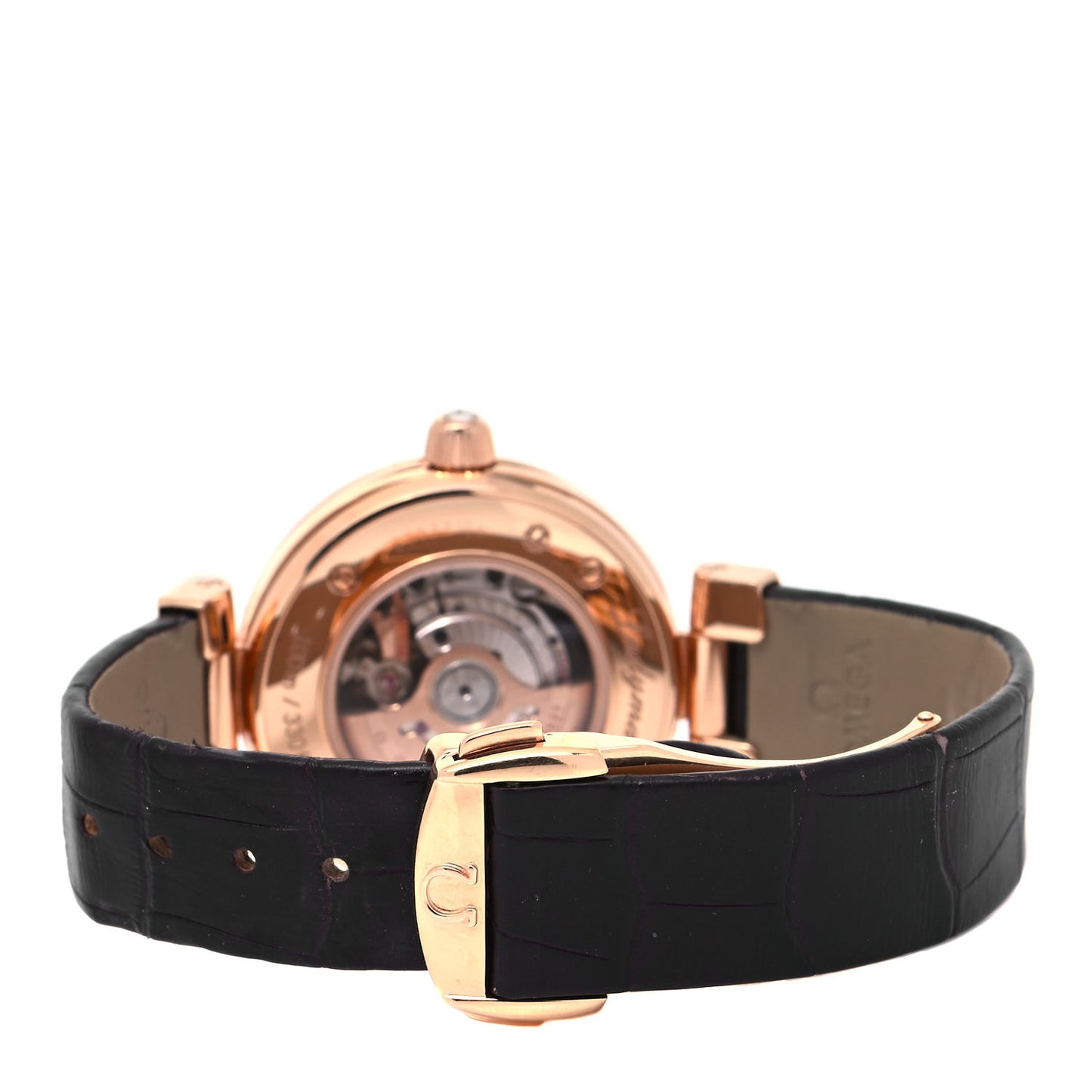 18K Red Gold Alligator Diamond Pave Bezel 34mm De Ville Ladymatic Automatic Watch Brown 425.68.34.20.63.001