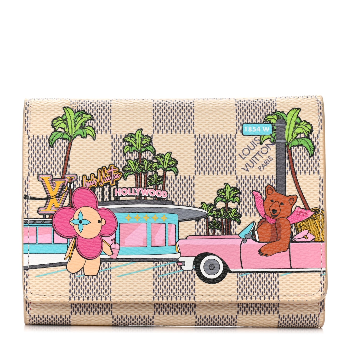 Damier Azur 2021 Christmas Animation Hollywood Victorine Wallet Fuchsia