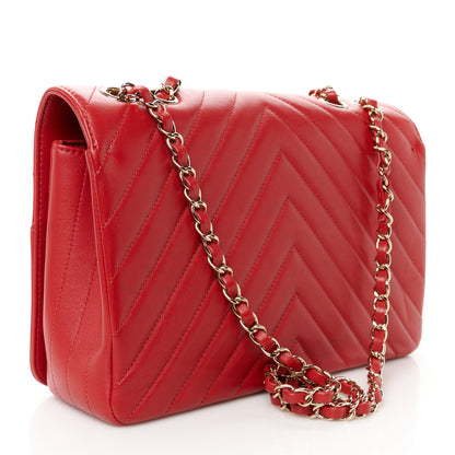 Chanel Calfskin Chevron Quilted Large Statement Flap Red 3 of 11