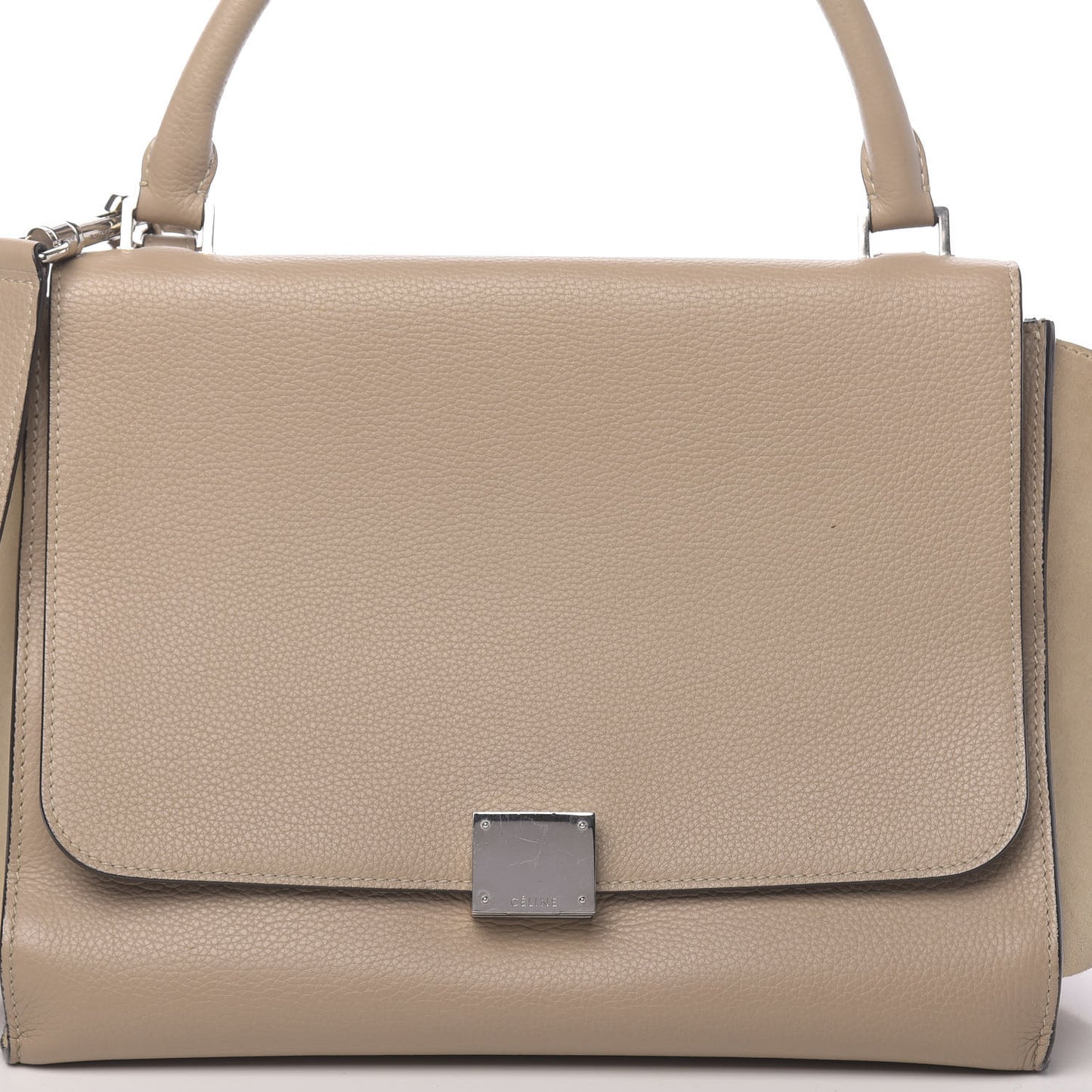 Drummed Calfskin Suede Medium Trapeze Dune